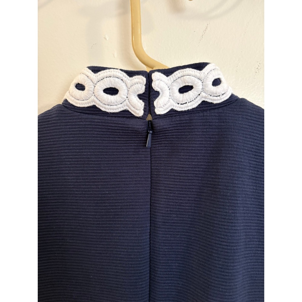 Lilly Pulitzer Callista Shift Dress Navy Blue Soutache Embroidery Knit XS - Picture 6 of 9